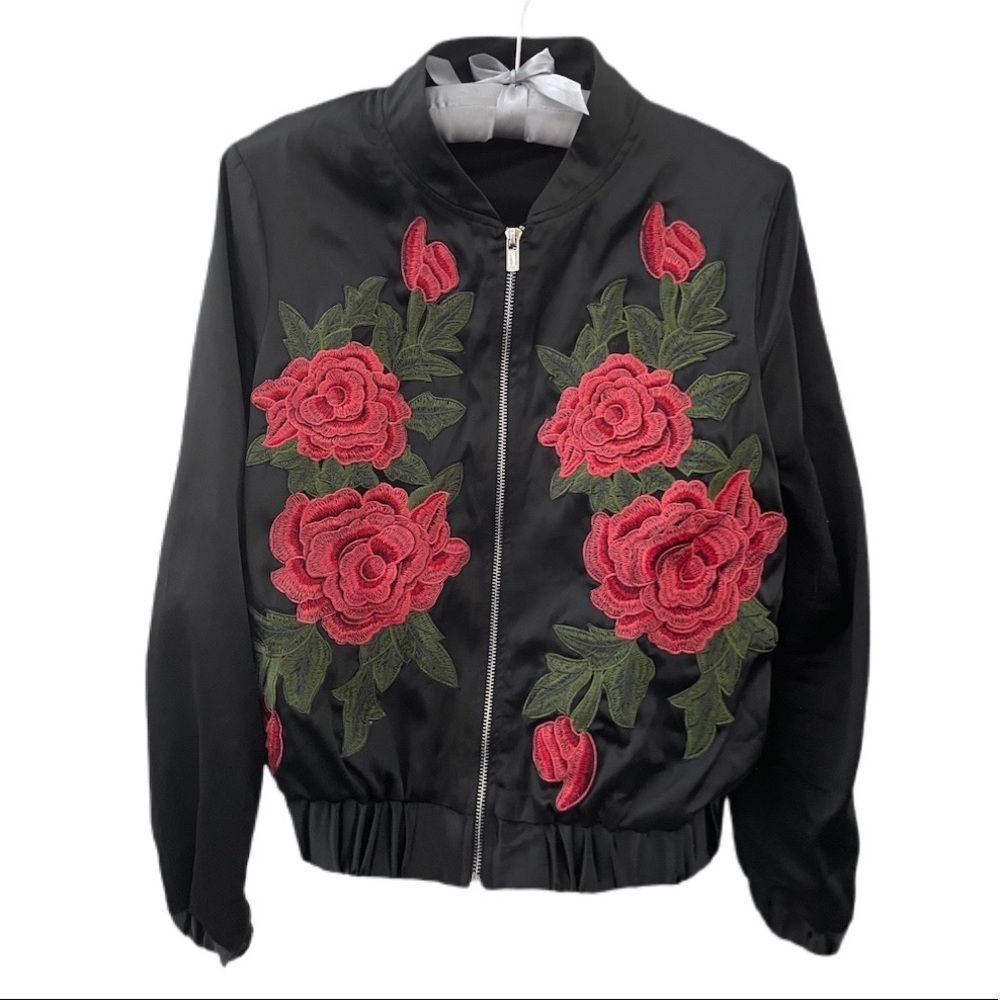 COPY - Missguided Rose Embroidered Bomber Jacket
